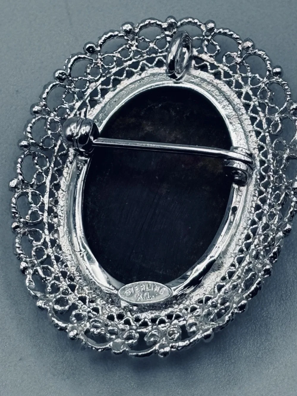 Karen Lynne MOP Sterling silver  Cameo brooch pendant